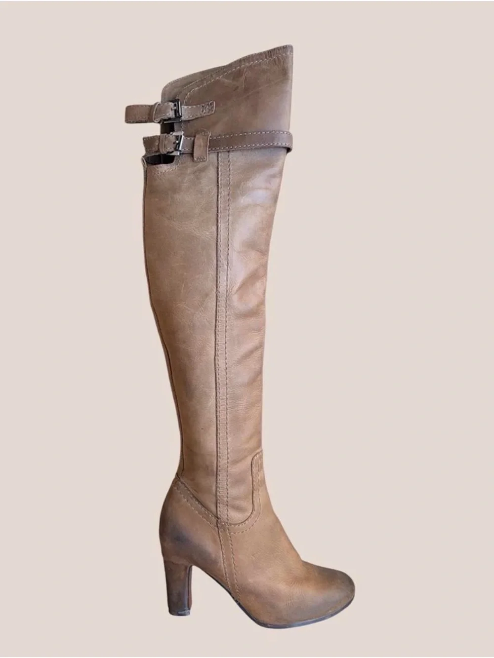 Sam Edelman Sutton Brown Over-the-Knee Leather Heeled Boots